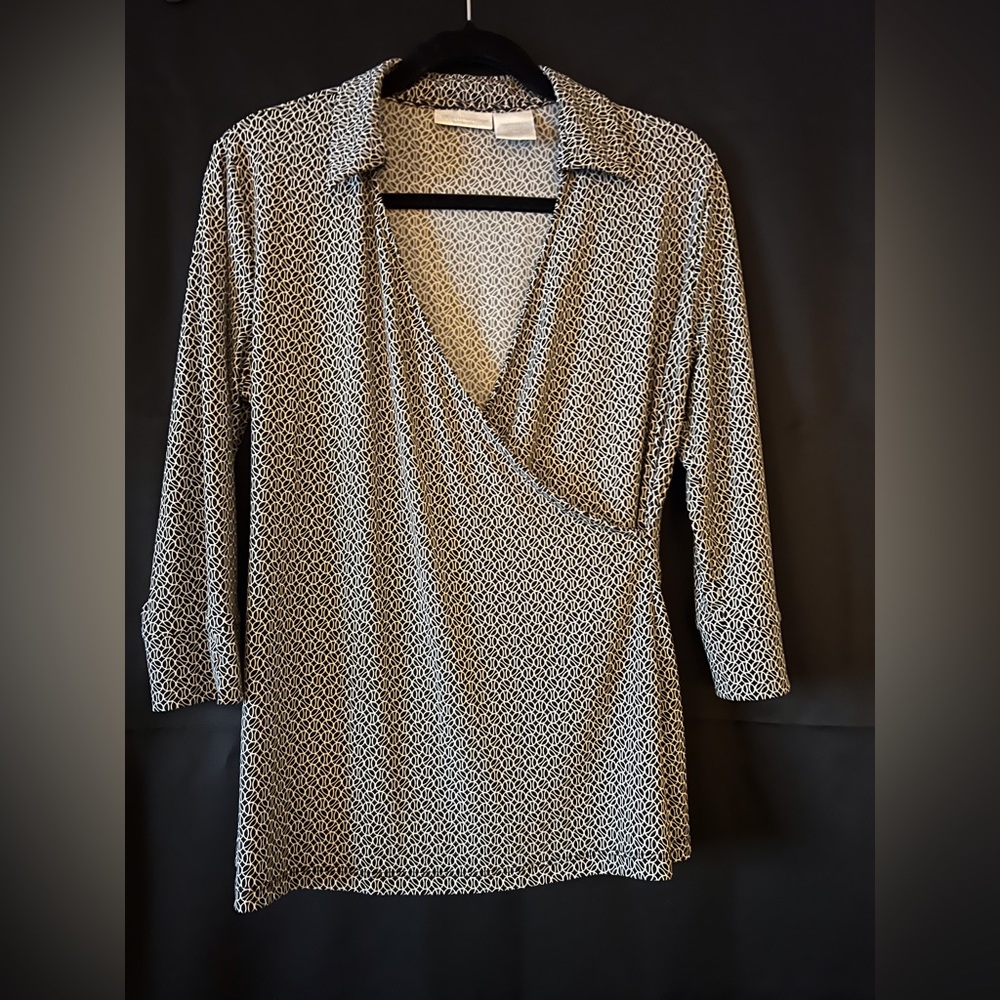 Faux Black and white wrap blouse